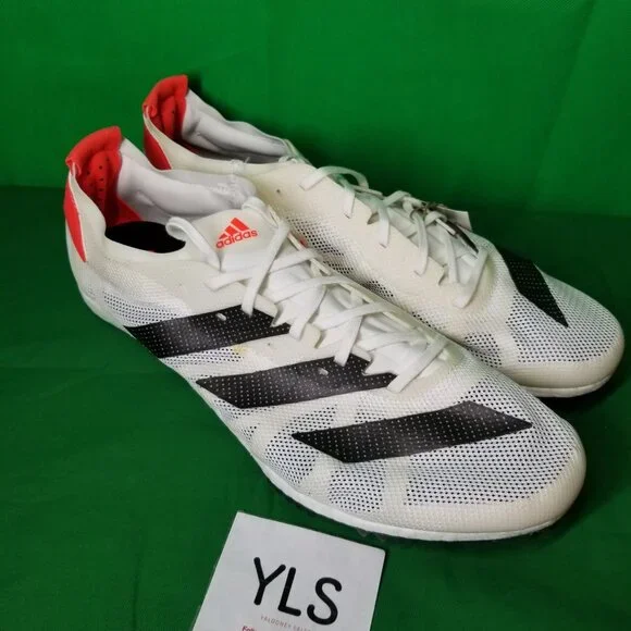 Adidas Adizero Avanti Track Shoes, Mens Size 13, White/Solar/Black W/SPIKES NEW
